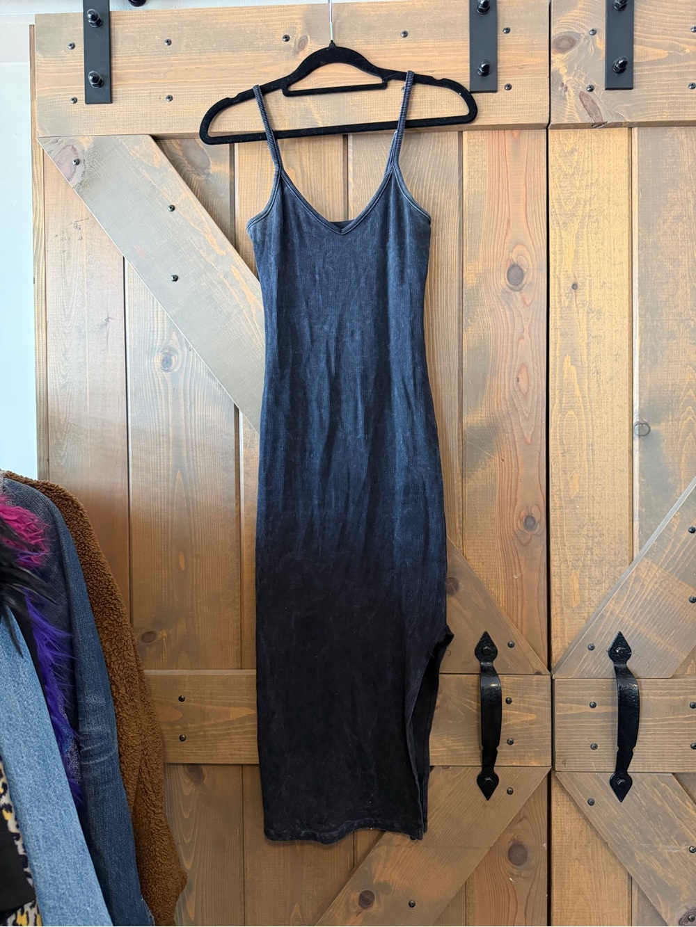 Lulu's Black Maxi Slip Dress with Thin Straps